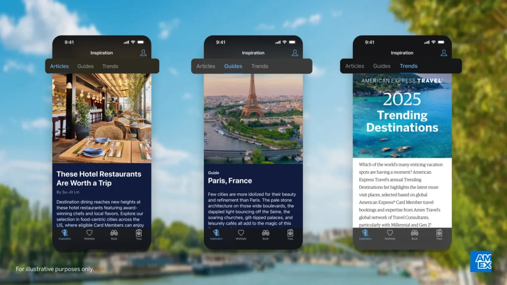 amex app inspiration city guides