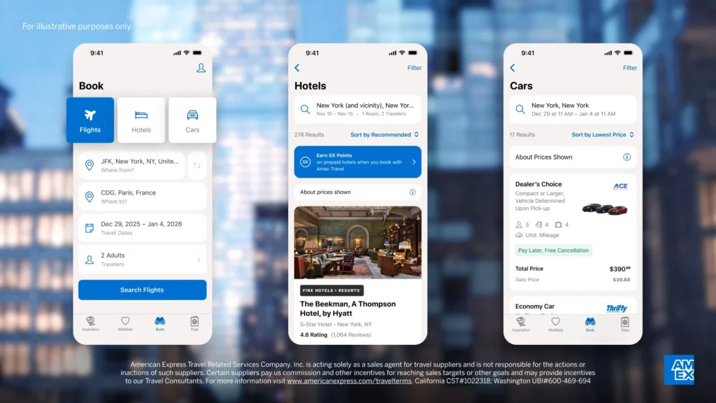 amex app travel booking