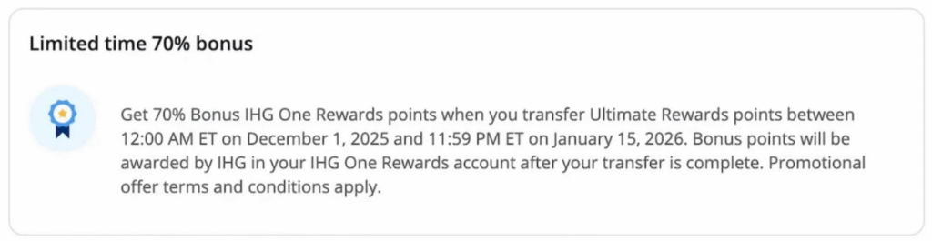 Chase Ultimate Rewards transfer to IHG December 2025