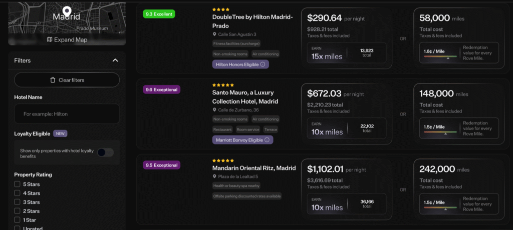 Rove Miles – redeem for hotel stays