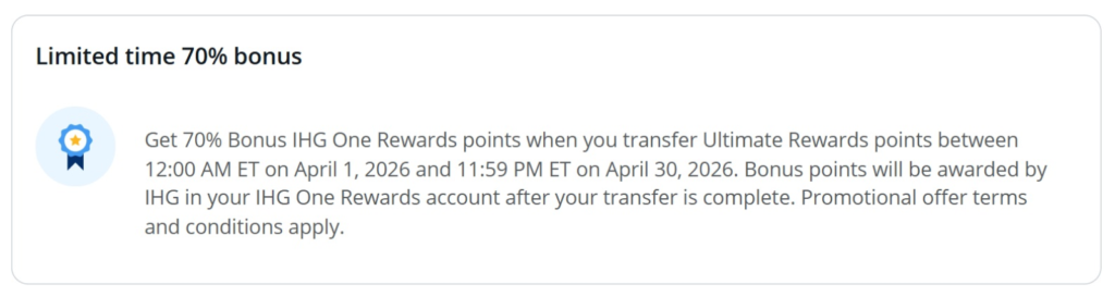 Chase to IHG April 2026 transfer offer