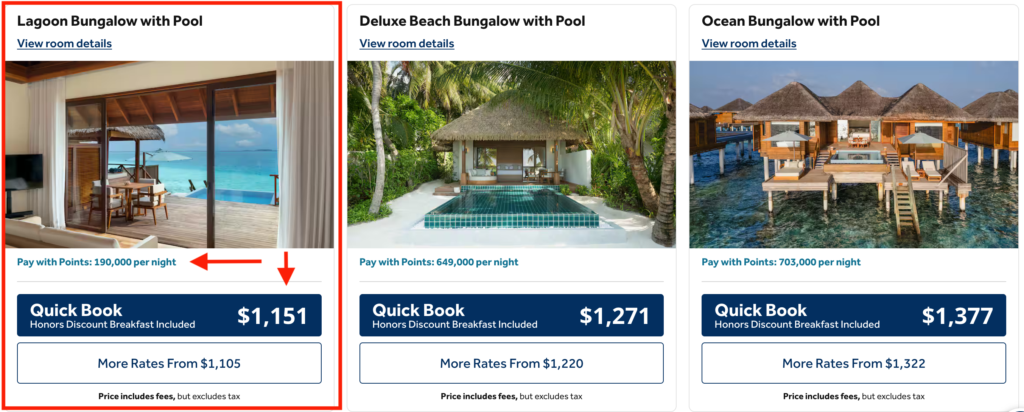 Buy Hilton points redemption example