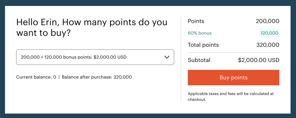 Buy IHG Points April 2026 60% bonus example